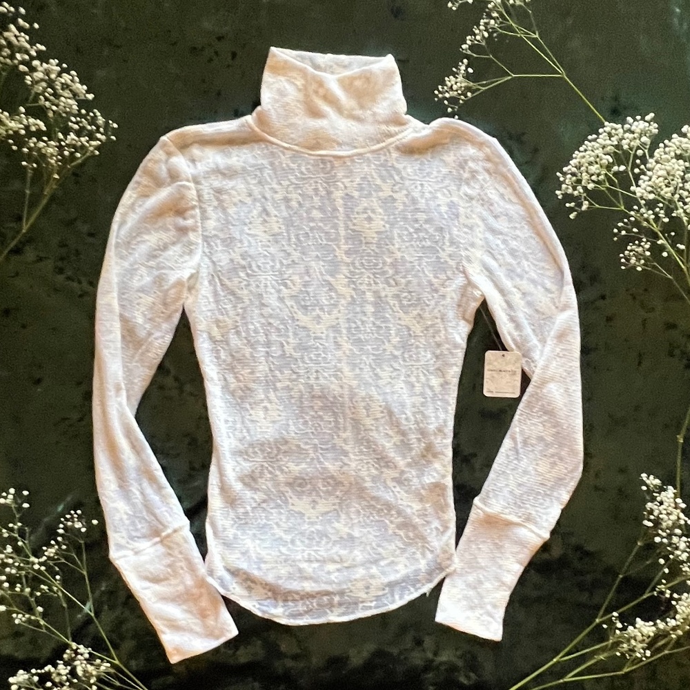 Free People Turtleneck Damask Layering Top